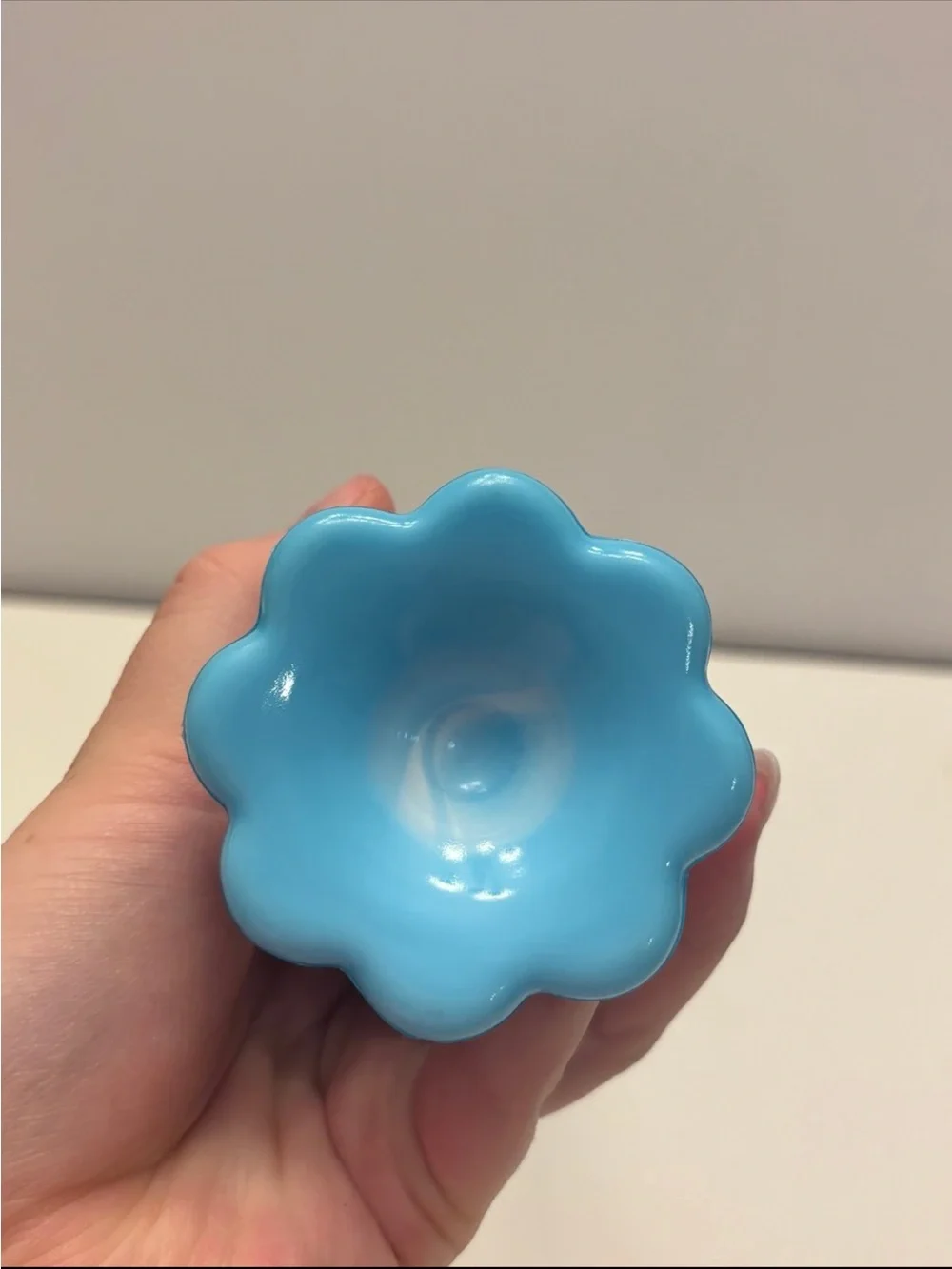 Fenton Blue Marble rose pattern slag vase